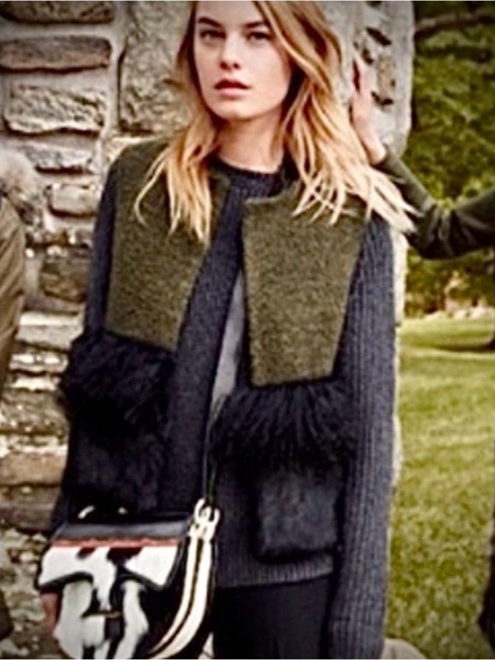 Like New Tory Burch Roseanne Mixed-Media Boucle & Real Fur Vest, Large